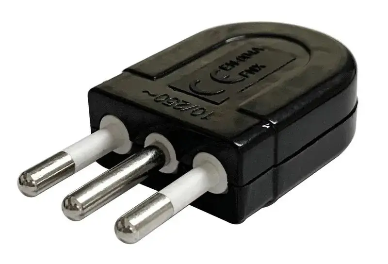 Enchufe volante macho 10A 2P+T Negro FNX