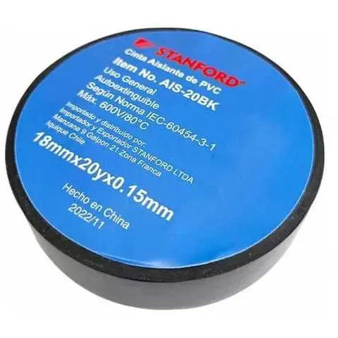 Cinta aislante vinílica 20m STANFORD