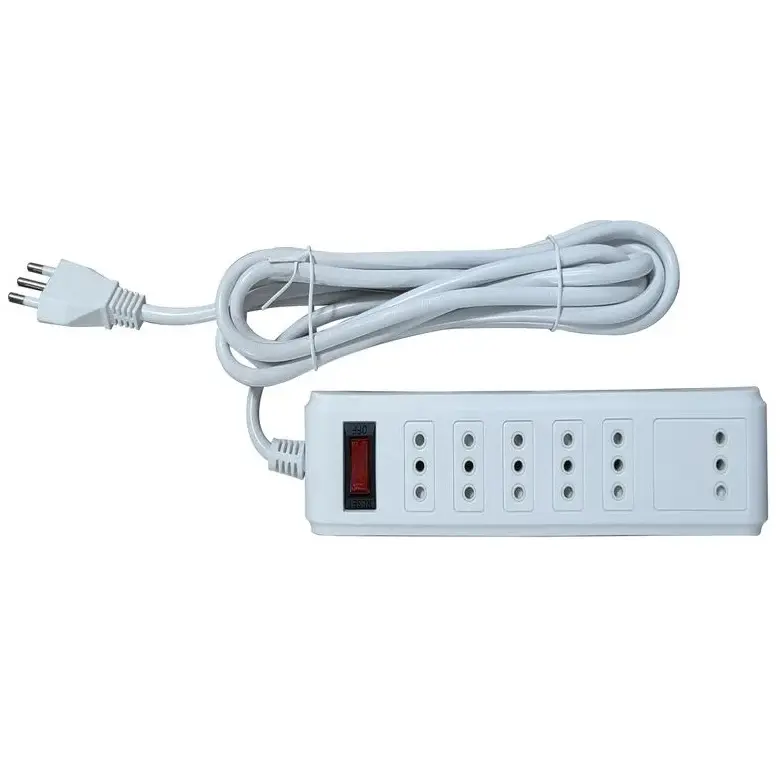 Alargador múltiple 6 tomas x 5mt blanco