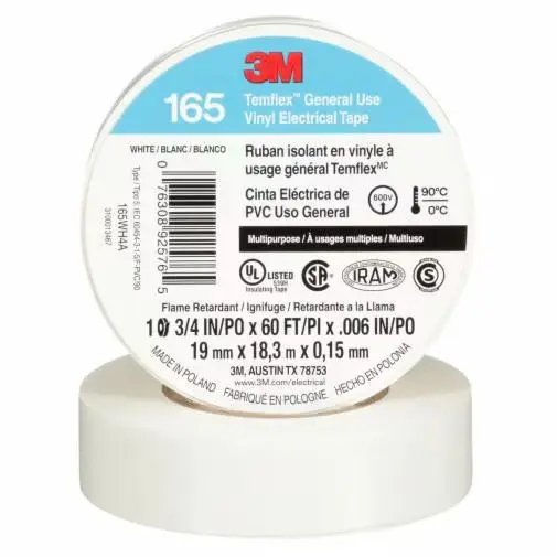 Cinta Aislante vinílica Temflex 165 19mm x 18.3m 3M Blanco