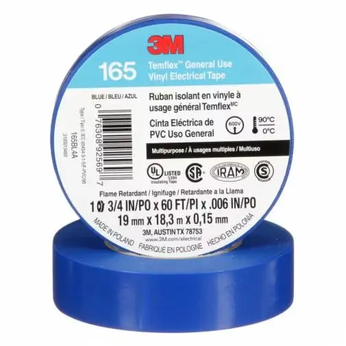 Cinta Aislante vinílica Temflex 165 19mm x 18.3m 3M Azul