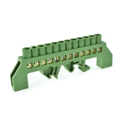 Regleta conexión Riel DIN 8 Contactos 4mm Verde